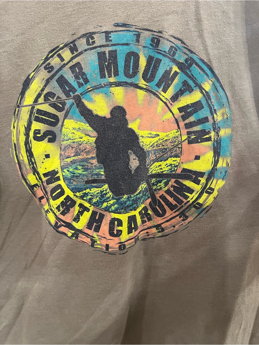 Sugar Mountain North Carolina Sleeve Tee with Multicolor Graphic